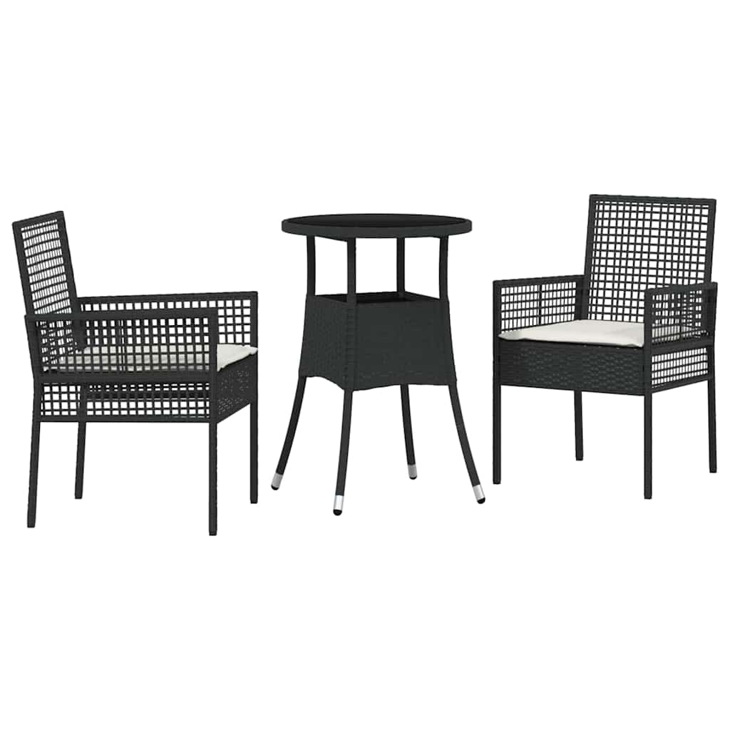 Have Spisebordssæt 3 pcs Sort polyrattan
