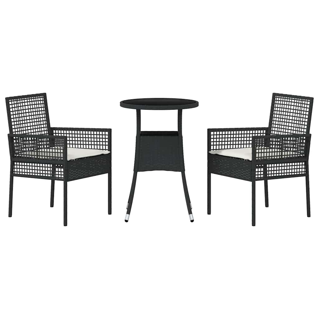 Have Spisebordssæt 3 pcs Sort polyrattan