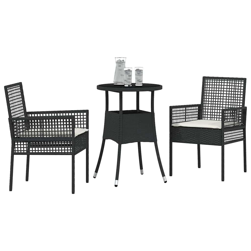Have Spisebordssæt 3 pcs Sort polyrattan