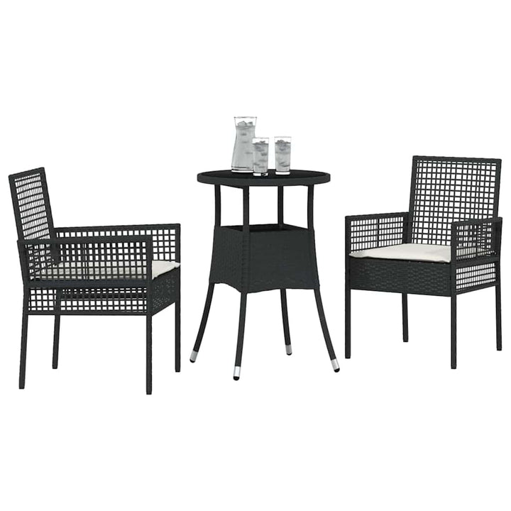 Have Spisebordssæt 3 pcs Sort polyrattan