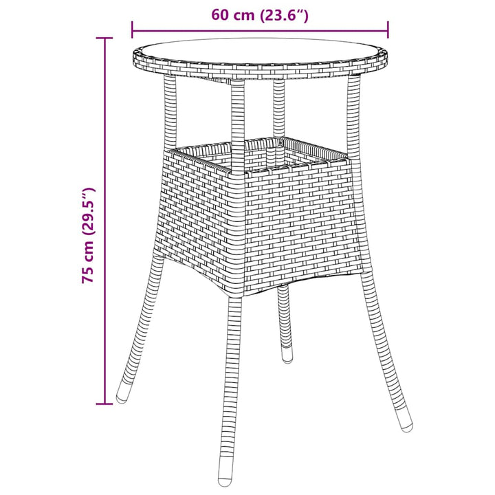 Have Spisebordssæt 3 pcs Sort polyrattan