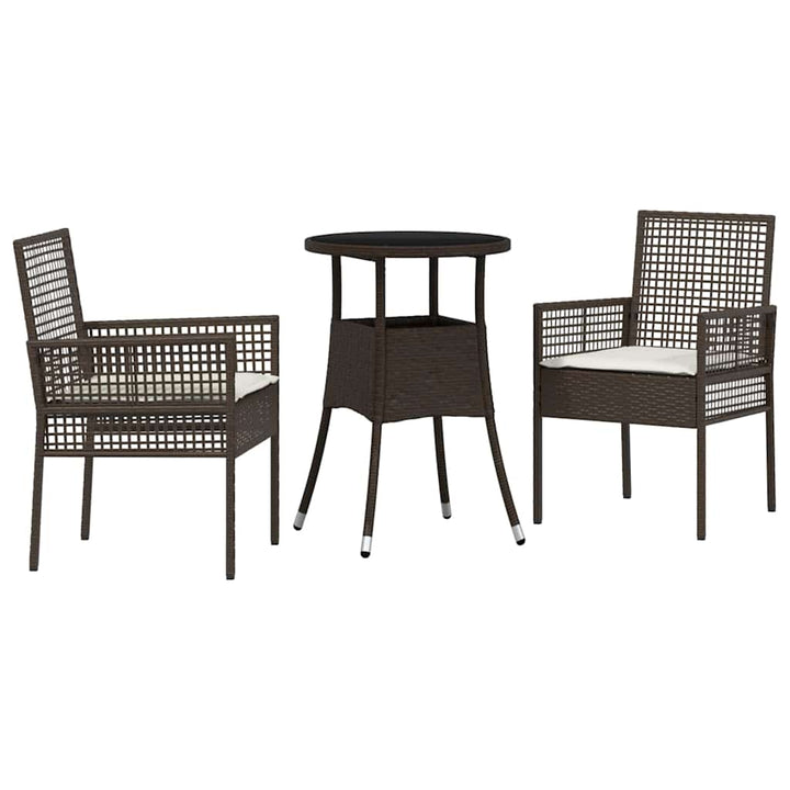 Have Spisebordssæt 3 pcs Brun polyrattan