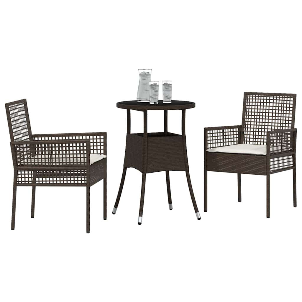 Have Spisebordssæt 3 pcs Brun polyrattan