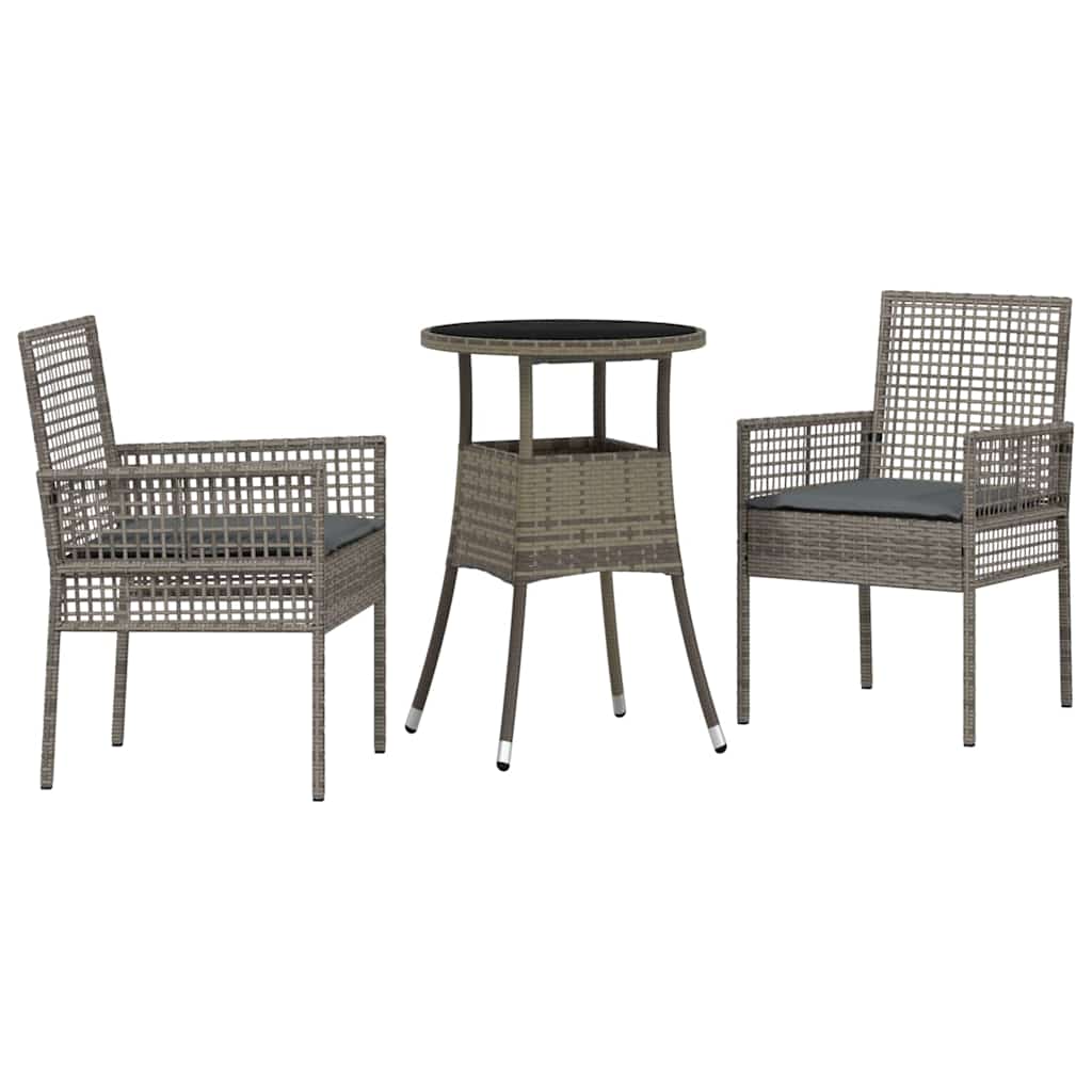Have Spisebordssæt 3 pcs Grå polyrattan