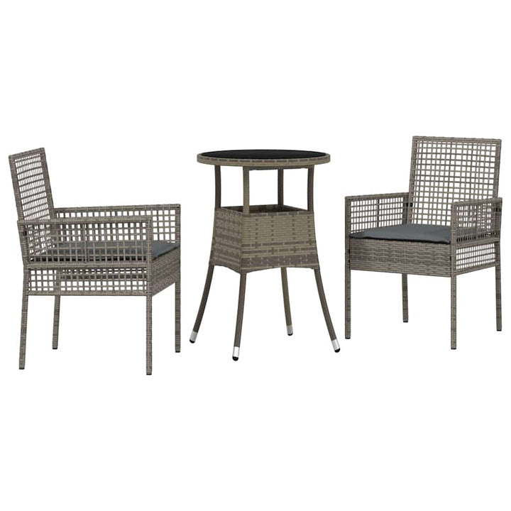 Have Spisebordssæt 3 pcs Grå polyrattan