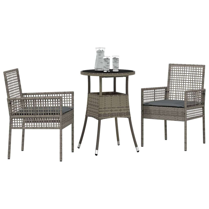 Have Spisebordssæt 3 pcs Grå polyrattan
