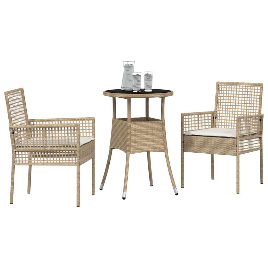 Have Spisebordssæt 3 pcs Beige polyrattan