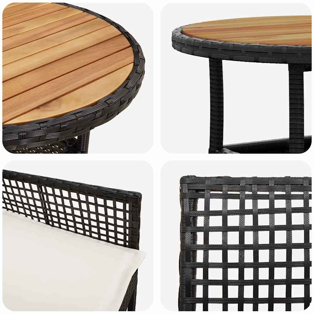 Have Spisebordssæt 3 pcs Sort polyrattan