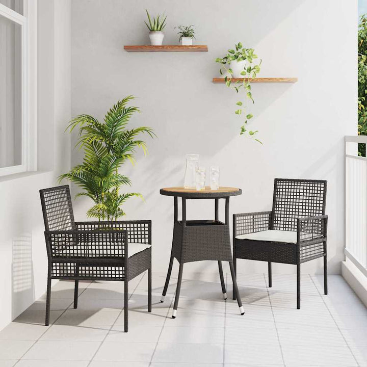 Have Spisebordssæt 3 pcs Sort polyrattan