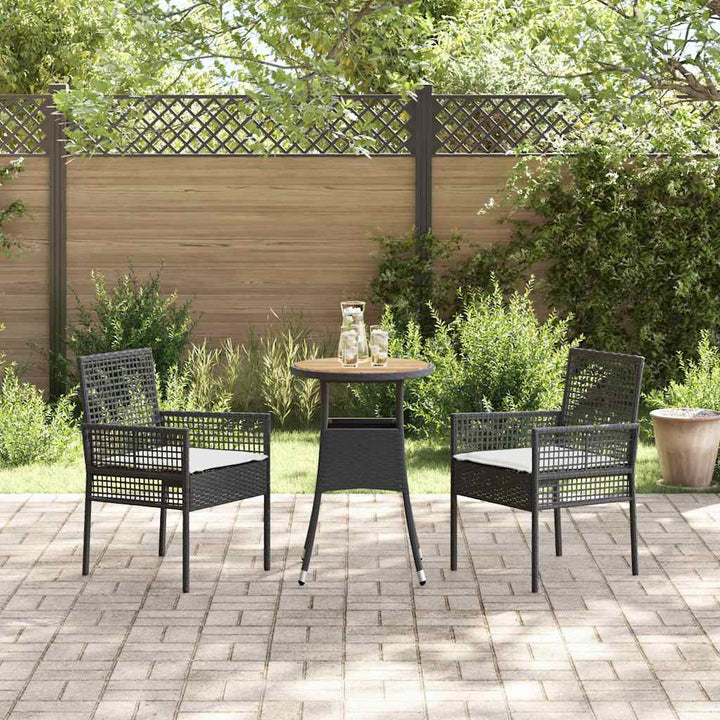 Have Spisebordssæt 3 pcs Sort polyrattan