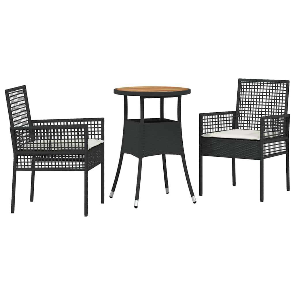Have Spisebordssæt 3 pcs Sort polyrattan