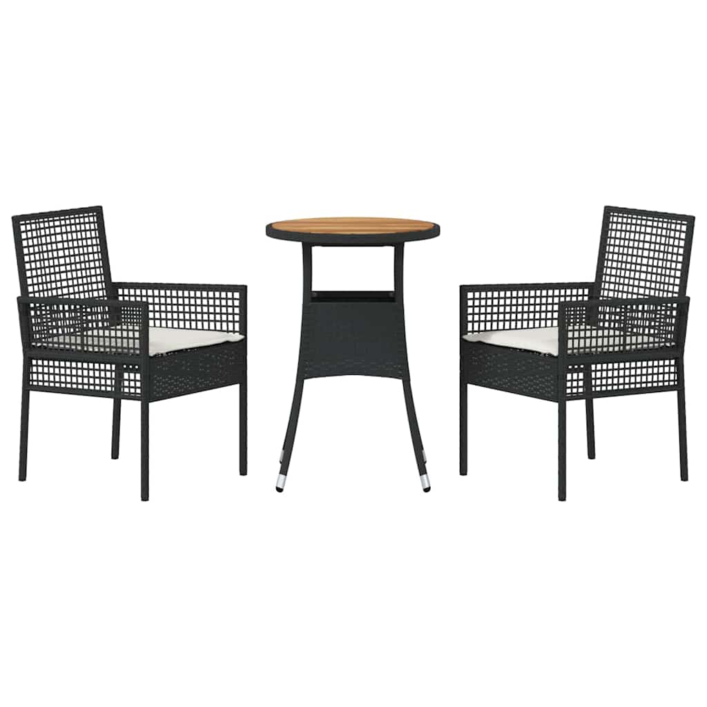 Have Spisebordssæt 3 pcs Sort polyrattan