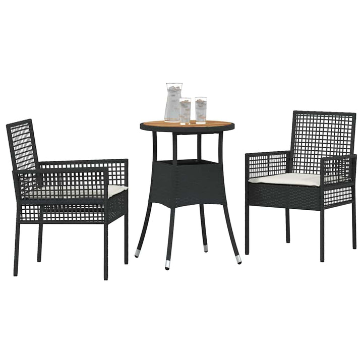 Have Spisebordssæt 3 pcs Sort polyrattan