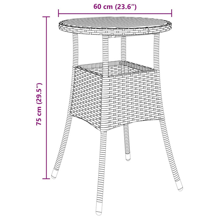 Have Spisebordssæt 3 pcs Sort polyrattan