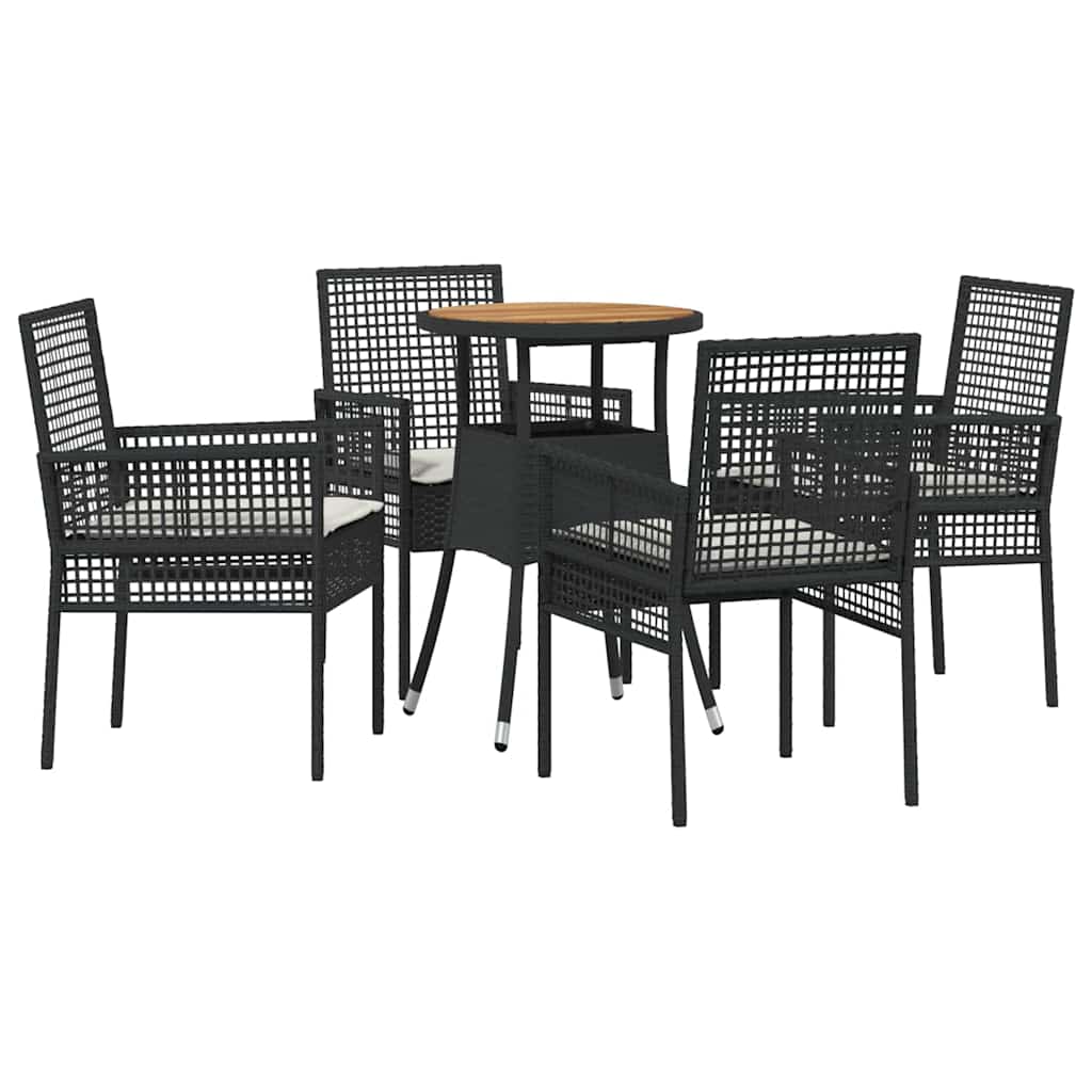 Have Spisebordssæt 5 pcs Sort polyrattan