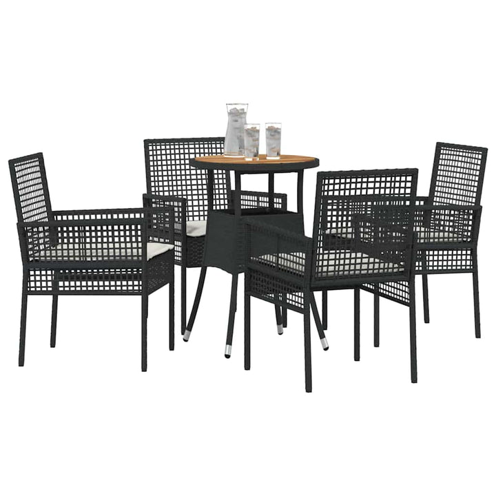 Have Spisebordssæt 5 pcs Sort polyrattan