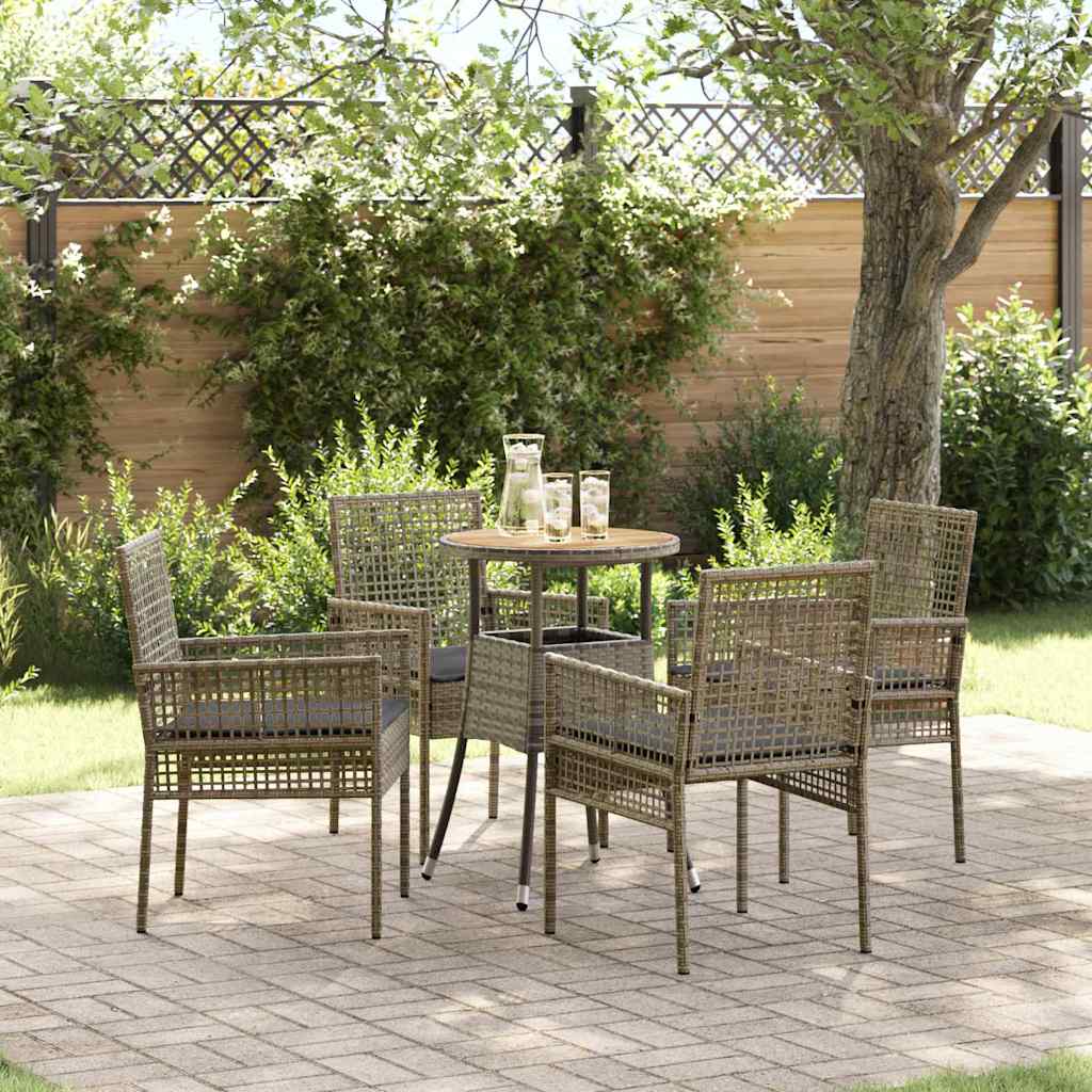 Have Spisebordssæt 5 pcs Grå polyrattan