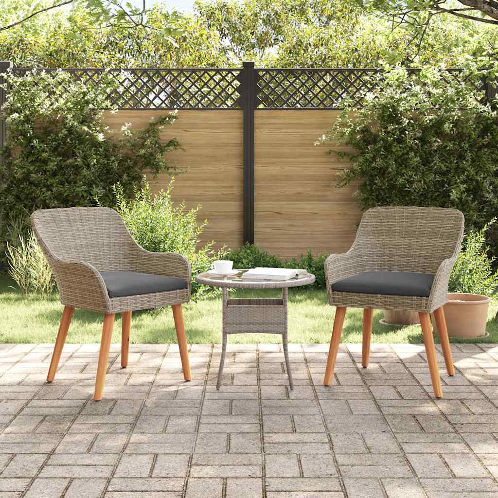 Have Stol med pude 2 pcs Sort 62,5 x 55 x 82 cm polyrattan