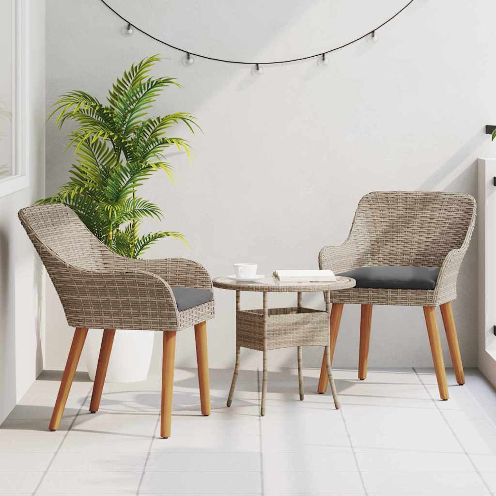 Have Stol med pude 2 pcs Sort 62,5 x 55 x 82 cm polyrattan