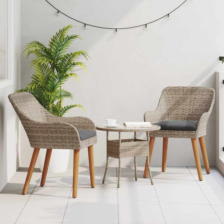 Have Stol med pude 2 pcs Sort 62,5 x 55 x 82 cm polyrattan