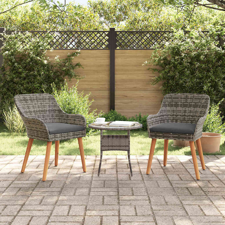 Have Stol med pude 2 pcs Grå 62,5 x 55 x 82 cm polyrattan