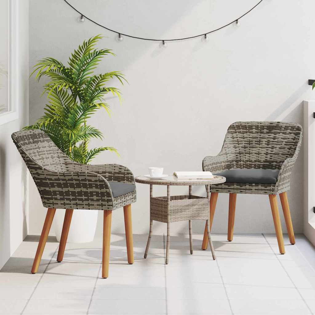 Have Stol med pude 2 pcs Grå 62,5 x 55 x 82 cm polyrattan