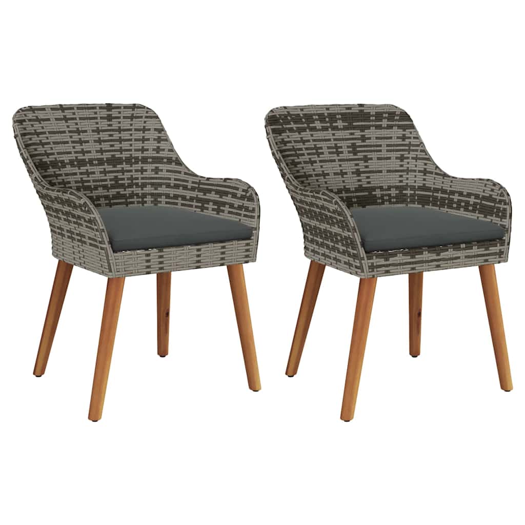 Have Stol med pude 2 pcs Grå 62,5 x 55 x 82 cm polyrattan
