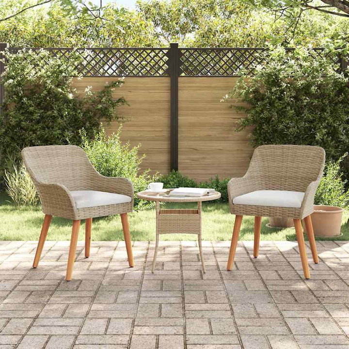 Have Stol med pude 2 pcs Beige 62,5 x 55 x 82 cm polyrattan