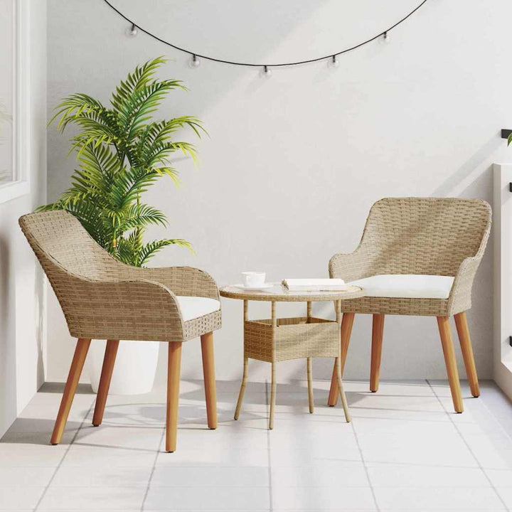 Have Stol med pude 2 pcs Beige 62,5 x 55 x 82 cm polyrattan