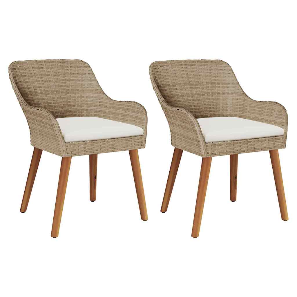 Have Stol med pude 2 pcs Beige 62,5 x 55 x 82 cm polyrattan