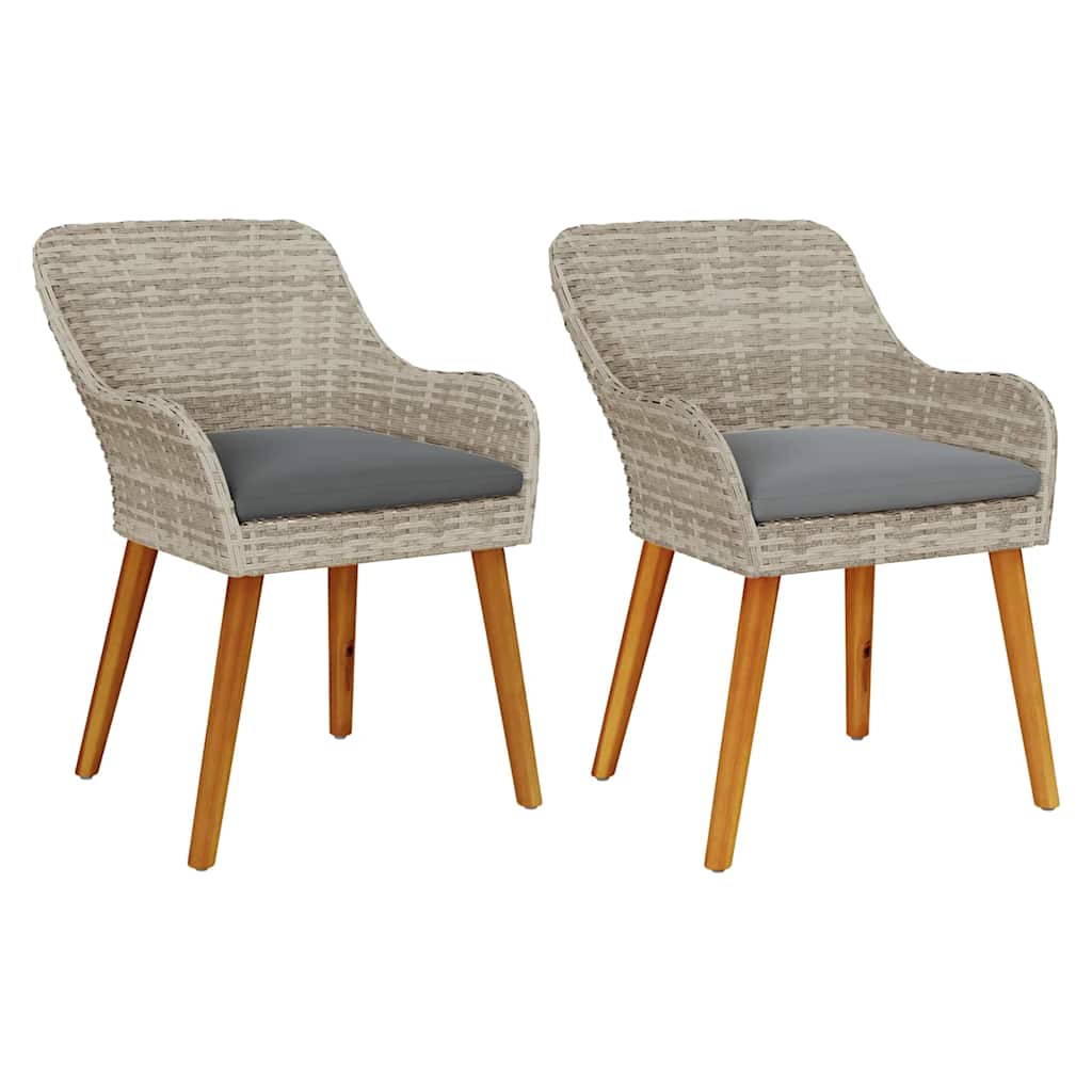 Have Stol med pude 2 pcs Lysegrå 62,5 x 55 x 82 cm polyrattan