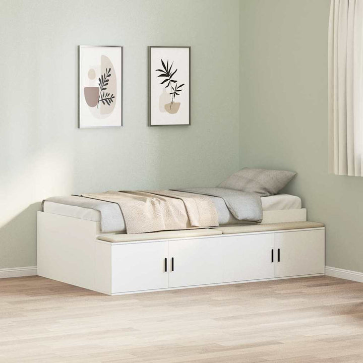 Sengestel med skuffe Hvid 100 x 200 cm Konstrueret træ