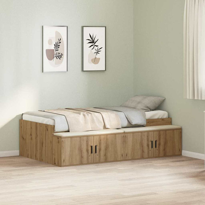 Sengestel med dør Artisan Egetræ 100 x 200 cm Konstrueret træ