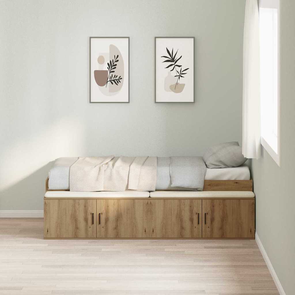 Sengestel med dør Artisan Egetræ 100 x 200 cm Konstrueret træ