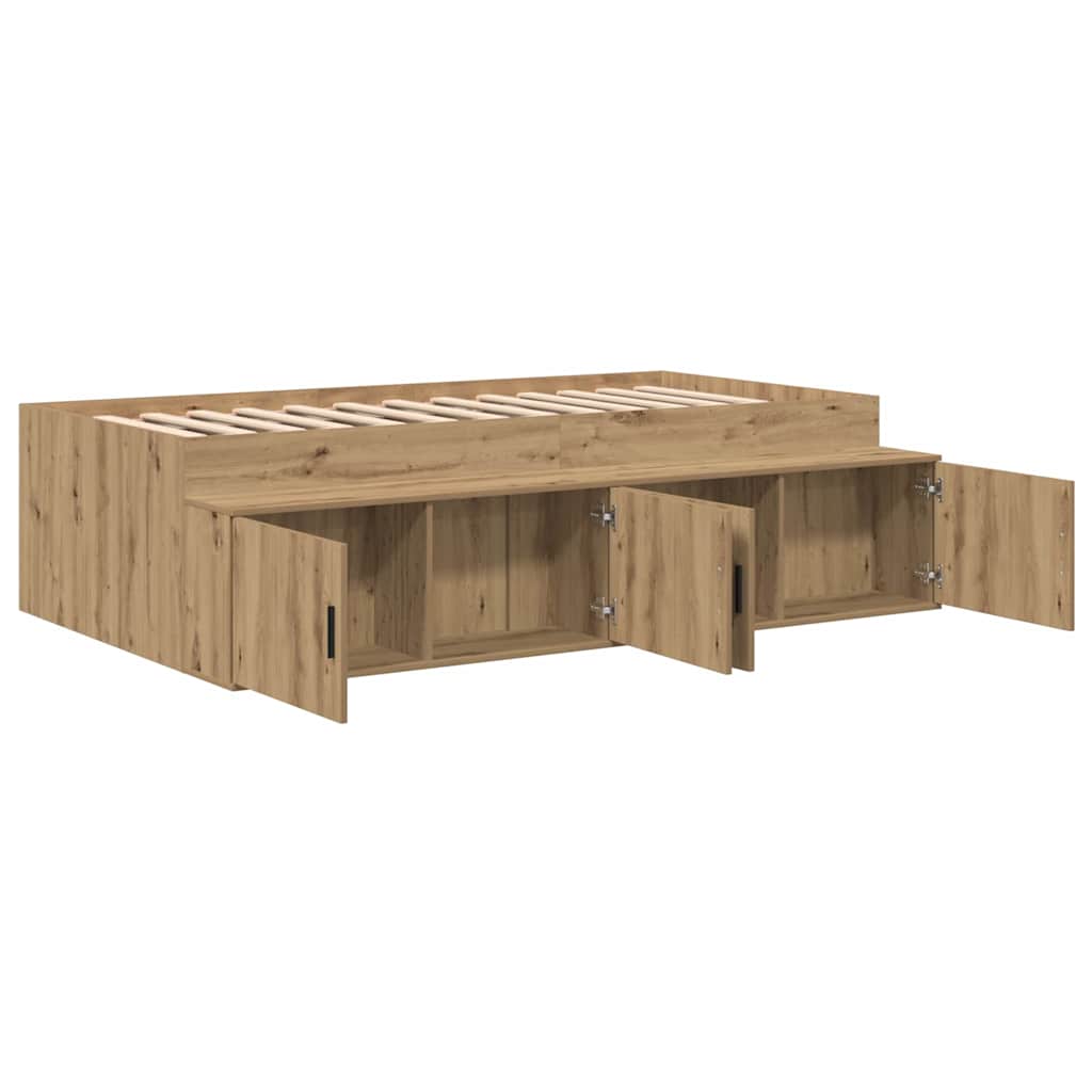 Sengestel med dør Artisan Egetræ 100 x 200 cm Konstrueret træ