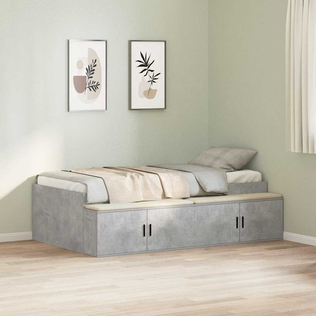 Sengestel med skuffe Beton Grå 90 x 200 cm Konstrueret træ