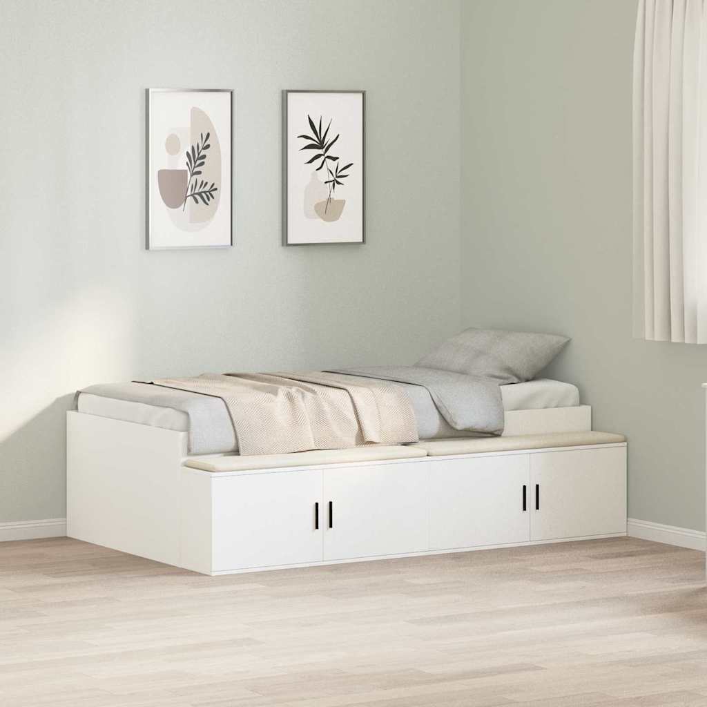 Sengestel med skuffe Hvid 90 x 190 cm Konstrueret træ
