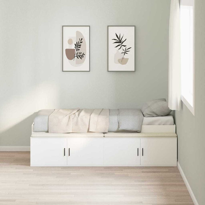 Sengestel med skuffe Hvid 90 x 190 cm Konstrueret træ