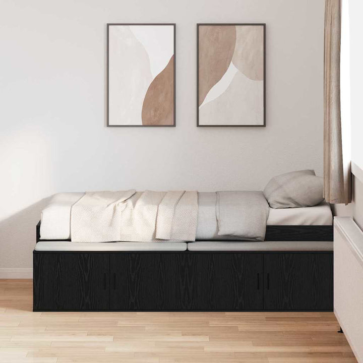 Sengestel med skuffe Sort eg 90 x 190 cm Konstrueret træ