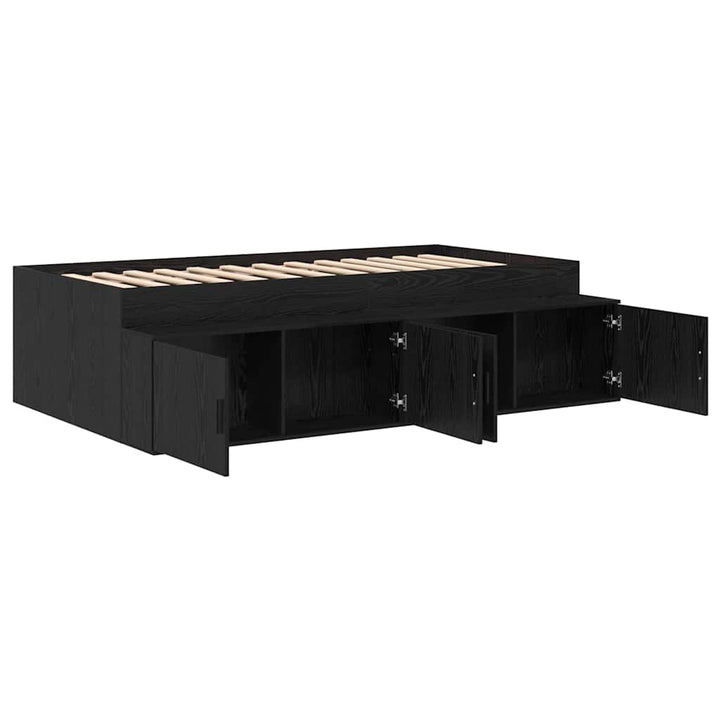 Sengestel med skuffe Sort eg 90 x 190 cm Konstrueret træ