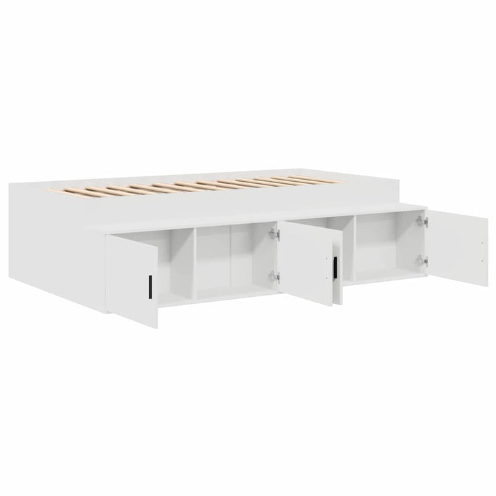 Sengestel med skuffe med dør Hvid 70 x 190 cm Konstrueret træ