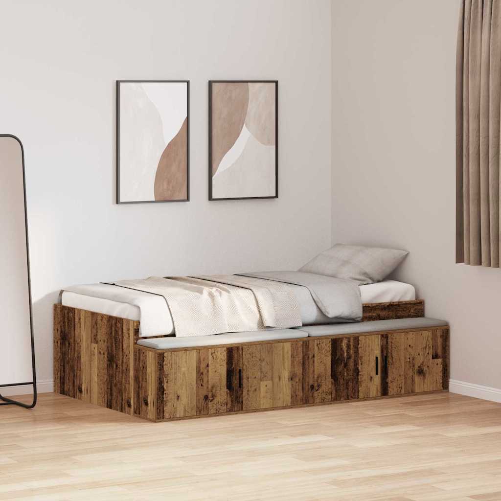Sengestel med skuffe Gammelt træ 70 x 190 cm Konstrueret træ