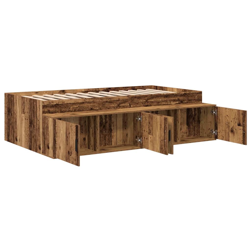 Sengestel med skuffe Gammelt træ 70 x 190 cm Konstrueret træ