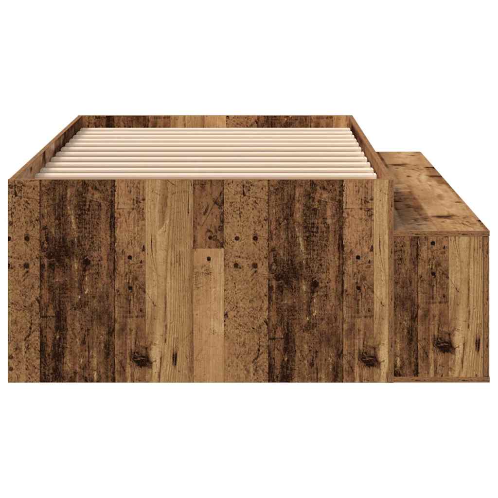 Sengestel med skuffe Gammelt træ 70 x 190 cm Konstrueret træ