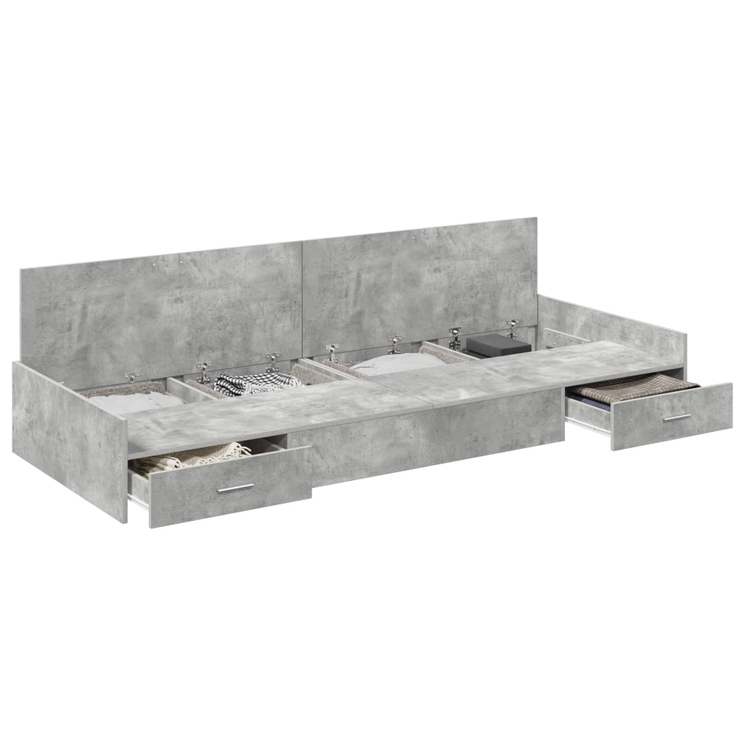 Sengestel med skuffe Beton Grå 98,5 x 200 cm Konstrueret træ