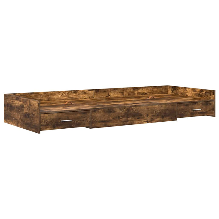 Sengestel med skuffe Røget eg 100 x 200 cm Konstrueret træ