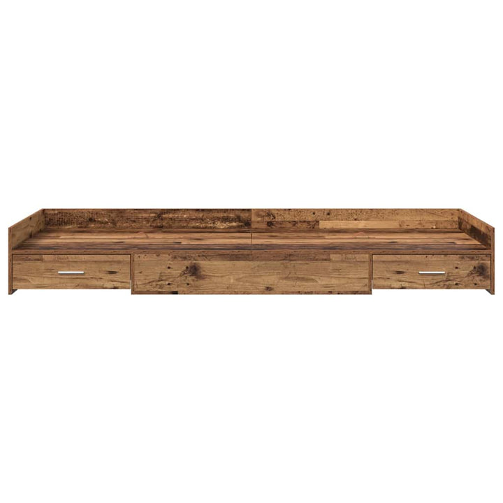 Sengestel med skuffe Gammelt træ 98,5 x 200 cm Konstrueret træ