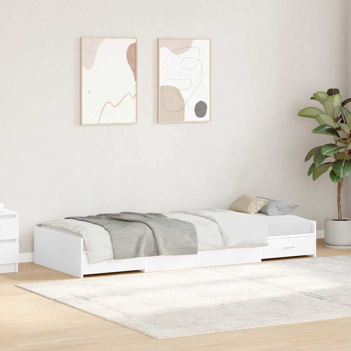 Sengestel med skuffe med dør Hvid 90 x 200 cm Konstrueret træ