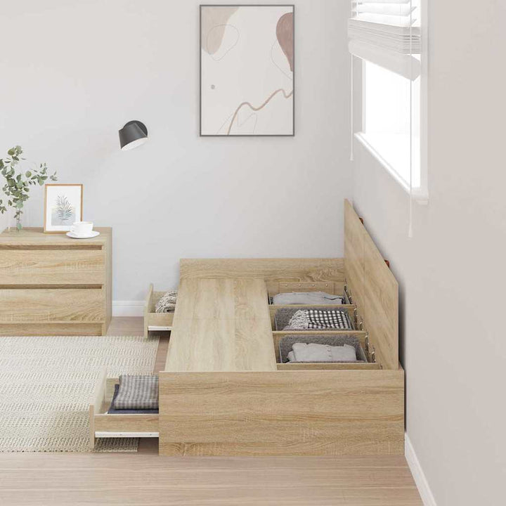 Sengestel med skuffe Sonoma eg 80 x 200 cm Konstrueret træ