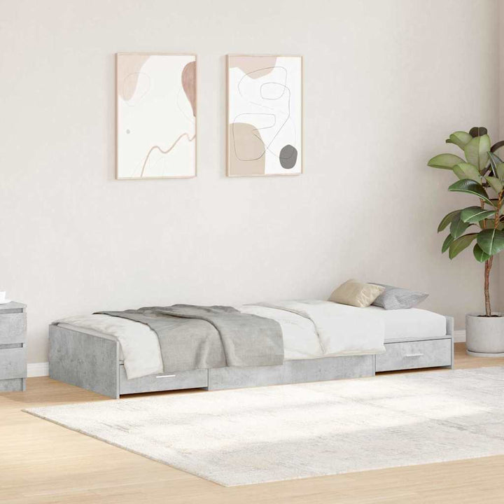 Sengestel med skuffe Beton Grå 80 x 200 cm Konstrueret træ